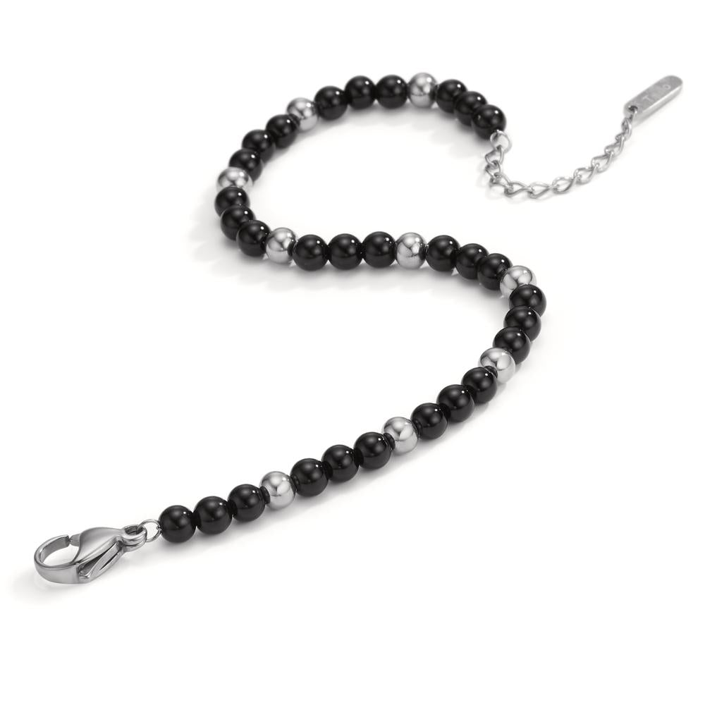 Bracelet Stainless steel Agate Black 17.5-19.5 cm Ø4 mm