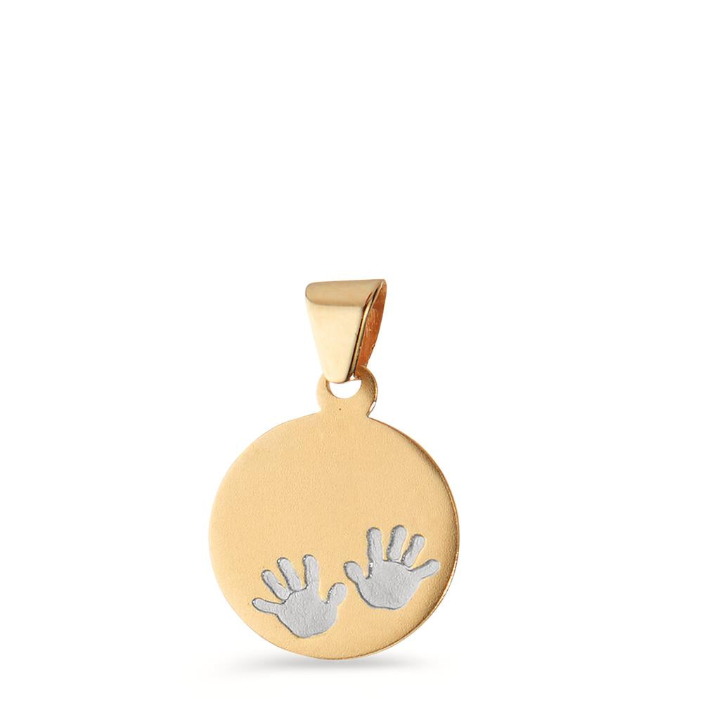 Engravable pendant 14k Yellow Gold Bicolor Hand Ø10 mm