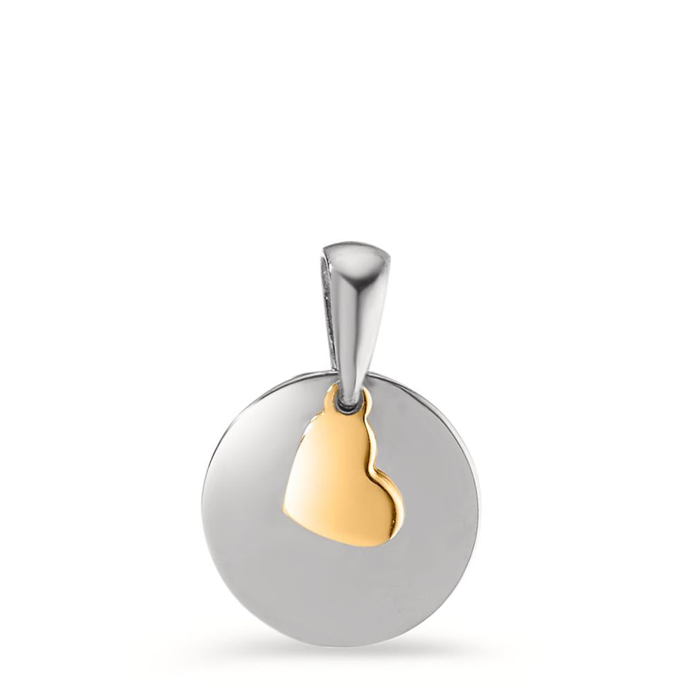 Pendant 14k White Gold, 14k Yellow Gold Heart Ø10 mm