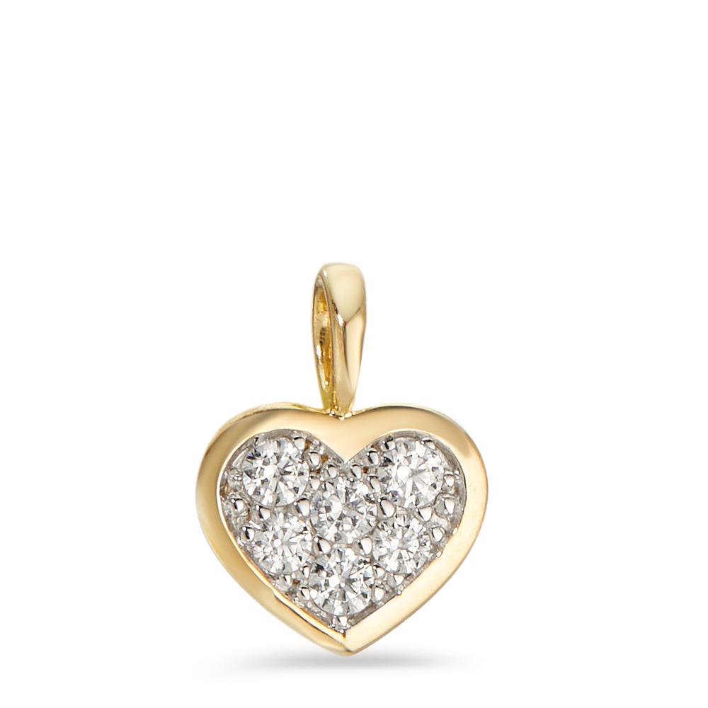 Pendant 14k Yellow Gold Zirconia 6 Stones Heart