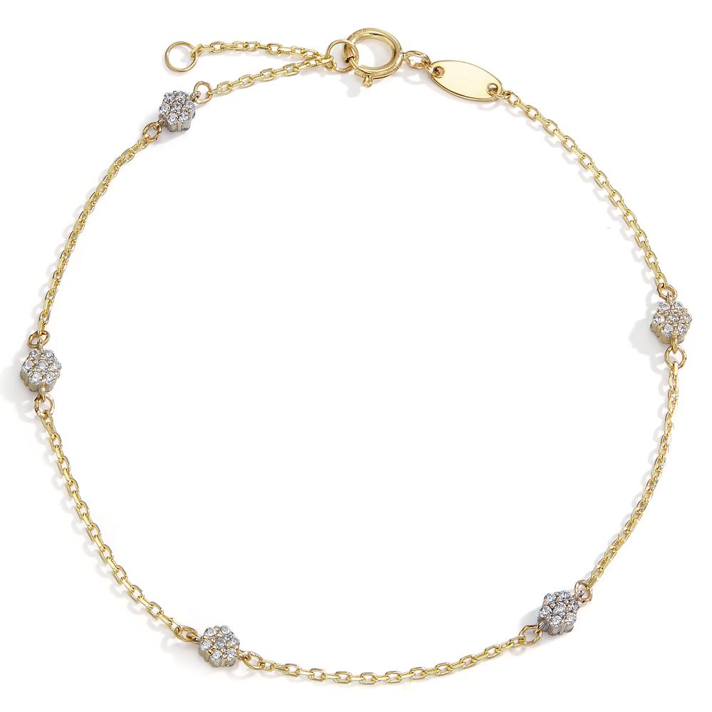 Bracelet 14k Yellow Gold Zirconia 35 Stones 16-18 cm