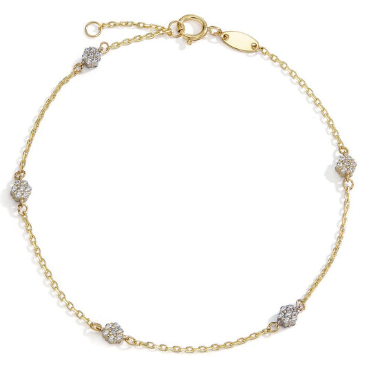 Bracelet 14k Yellow Gold Zirconia 35 Stones 16-18 cm