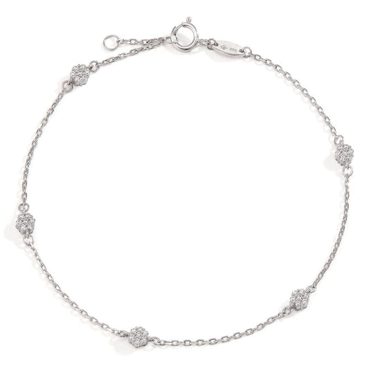 Bracelet 14k White Gold Zirconia 35 Stones 17.5-18.5 cm