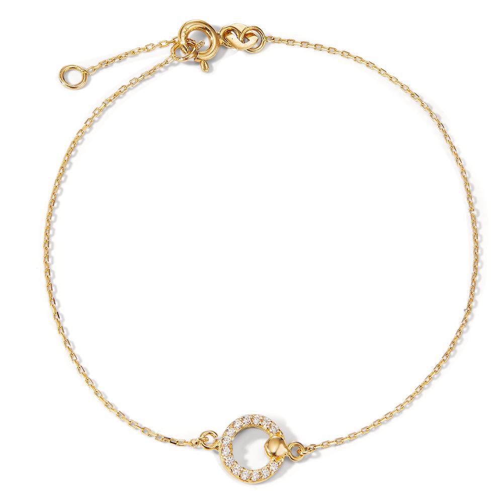 Bracelet 14k Yellow Gold Zirconia 14 Stones 17-19 cm Ø7.5 mm