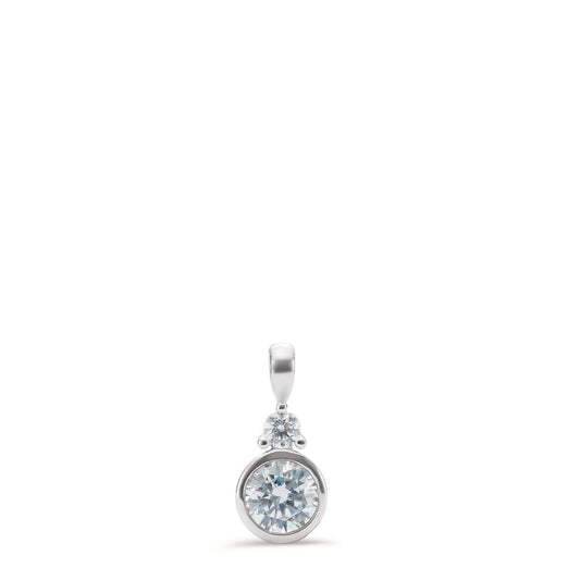 Pendant 14k White Gold Zirconia 2 Stones