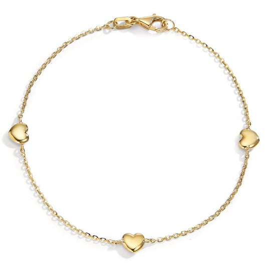 Bracelet 14k Yellow Gold Heart 17-19 cm