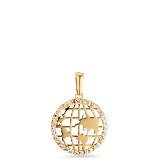 Pendant 14k Yellow Gold Zirconia Globe Ø13.5 mm