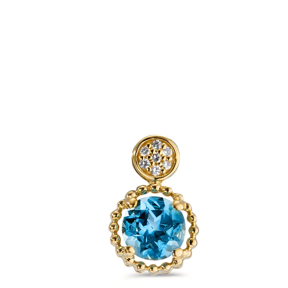 Pendant 14k Yellow Gold Topaz Blue, 8 Stones