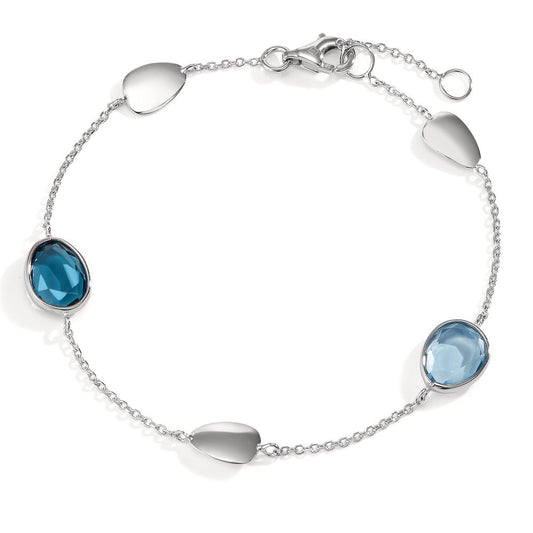 Bracelet 14k White Gold London Blue Topaz 2 Stones 17-19 cm