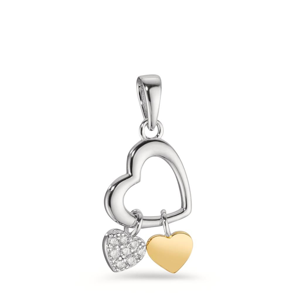 Pendant Silver Zirconia 8 Stones Yellow Rhodium plated Heart Ø10 mm