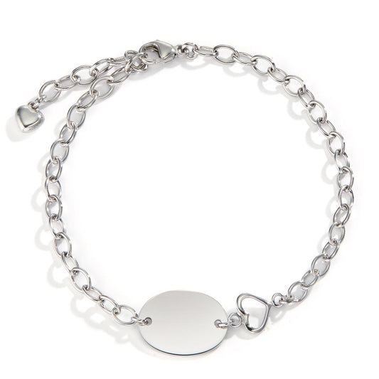 Engravable bracelet Silver Rhodium plated Heart 19 cm