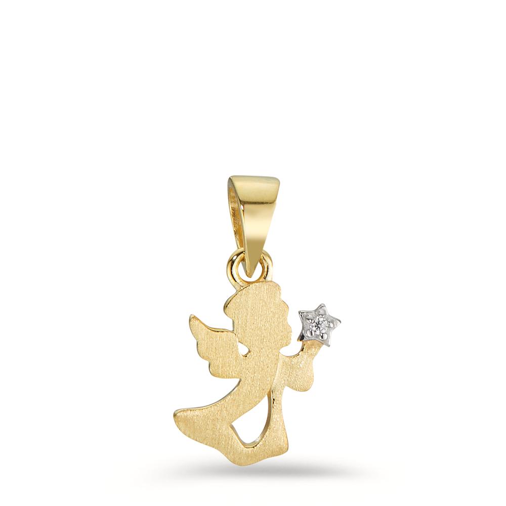 Pendant 9k Yellow Gold Zirconia Angel