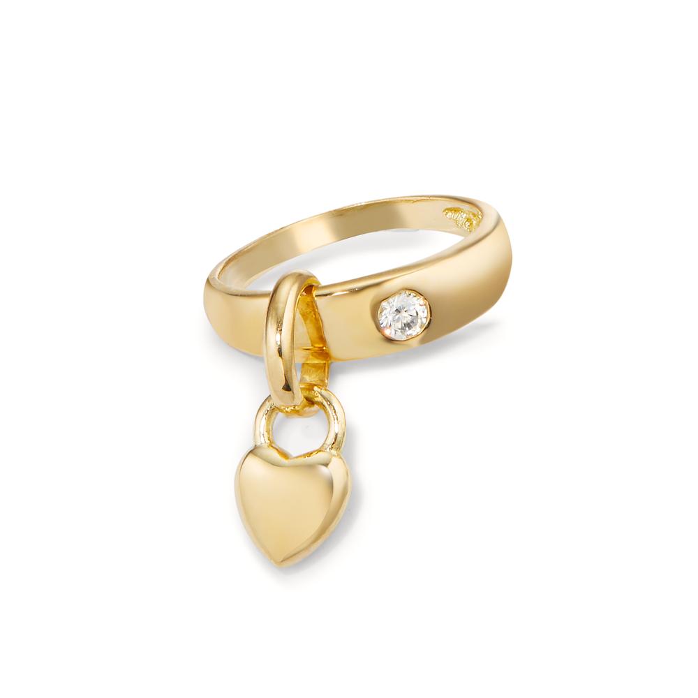 Christening ring 18k Yellow Gold Zirconia Heart Ø11.5 mm