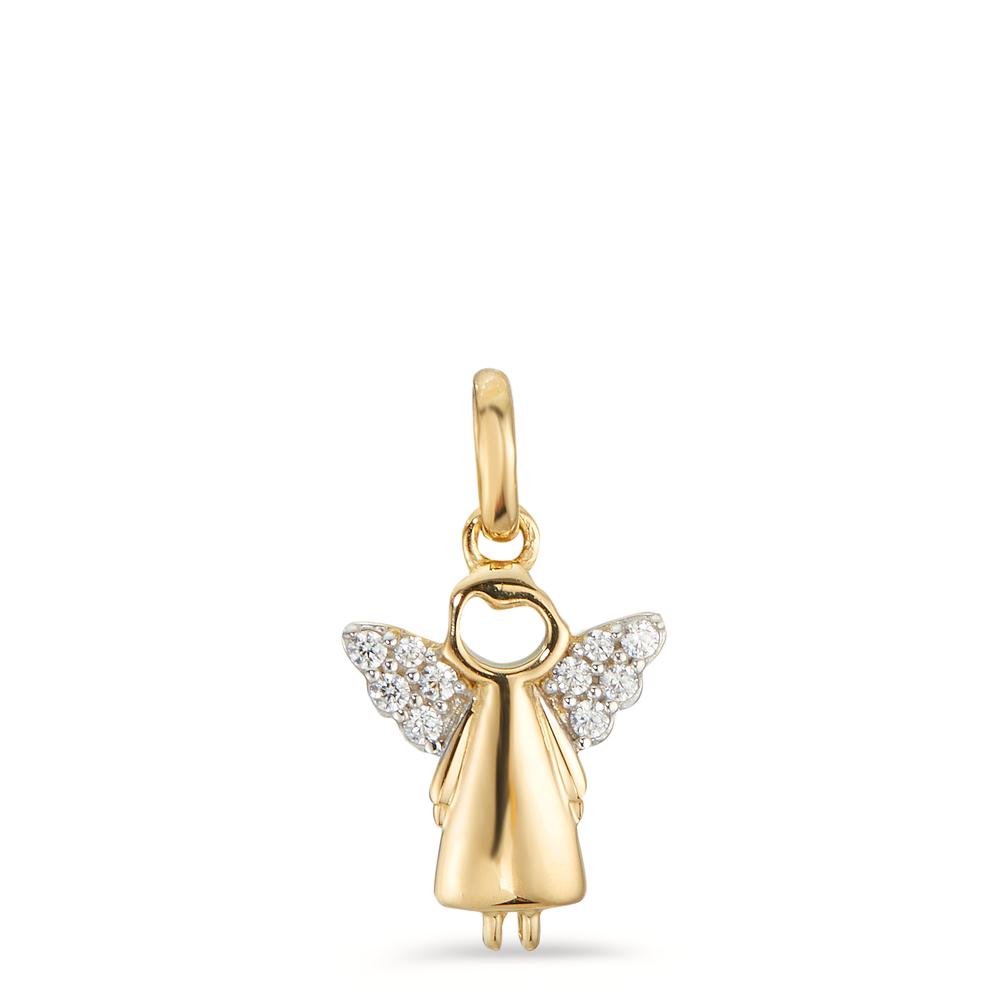 Pendant 18k Yellow Gold Zirconia 10 Stones Guardian Angel