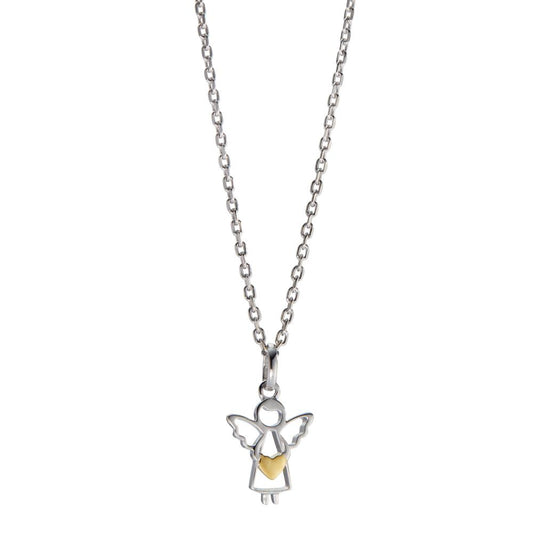 Chain necklace with pendant Silver Yellow Rhodium plated Guardian Angel 36-38 cm