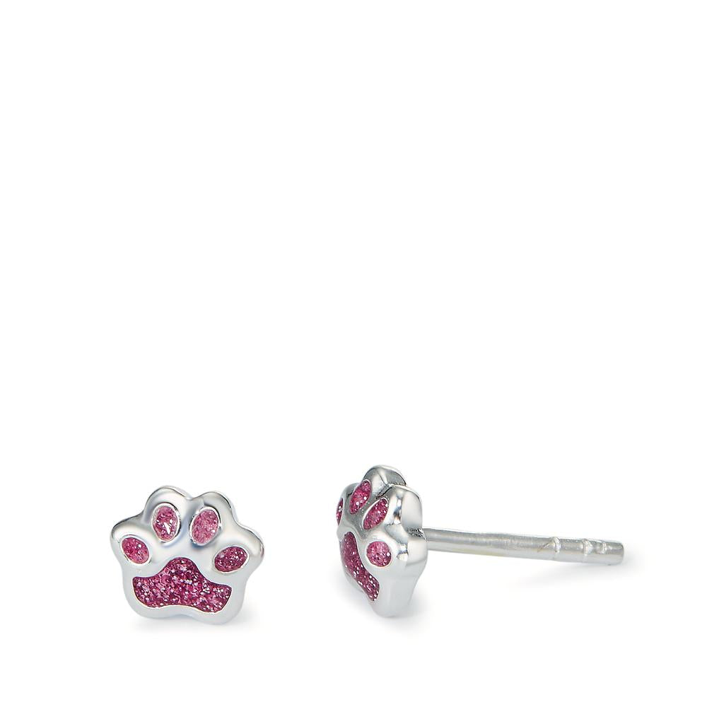 Stud earrings Silver Lacquered Paw Ø5.5 mm