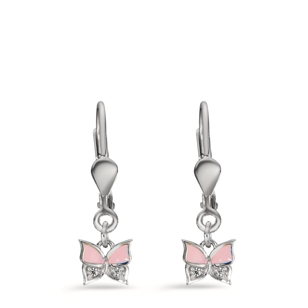 Drop Earrings Silver Zirconia 4 Stones Rhodium plated Butterfly