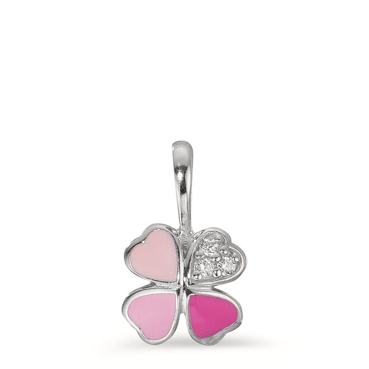 Pendant Silver Zirconia 3 Stones Rhodium plated Cloverleaf