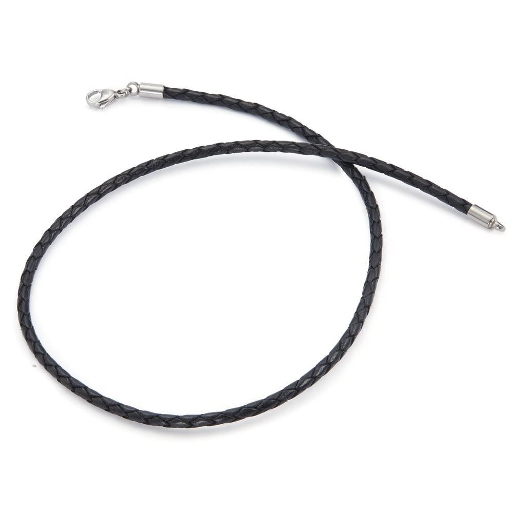 Necklace Leather, Stainless steel 50 cm Ø3 mm