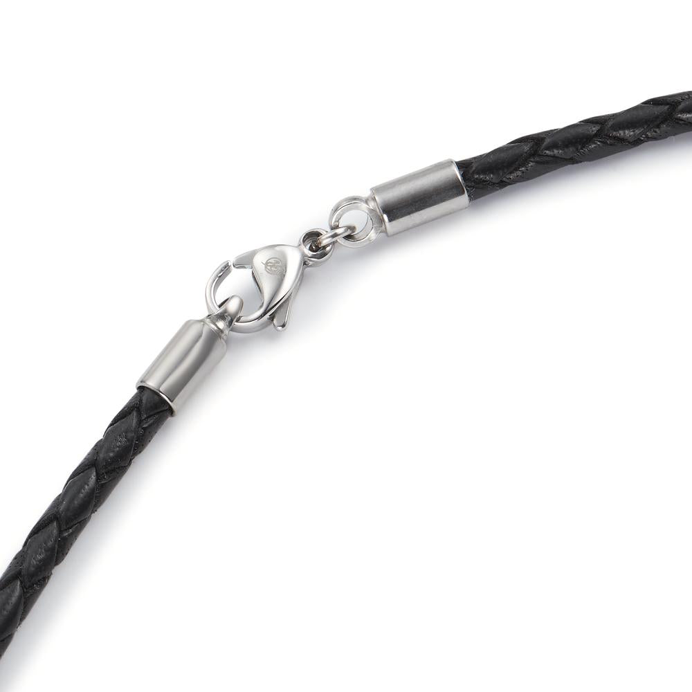 Necklace Leather, Stainless steel 50 cm Ø3 mm