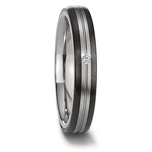 Wedding Ring Titanium, Carbon Diamond 0.02 ct, w-si