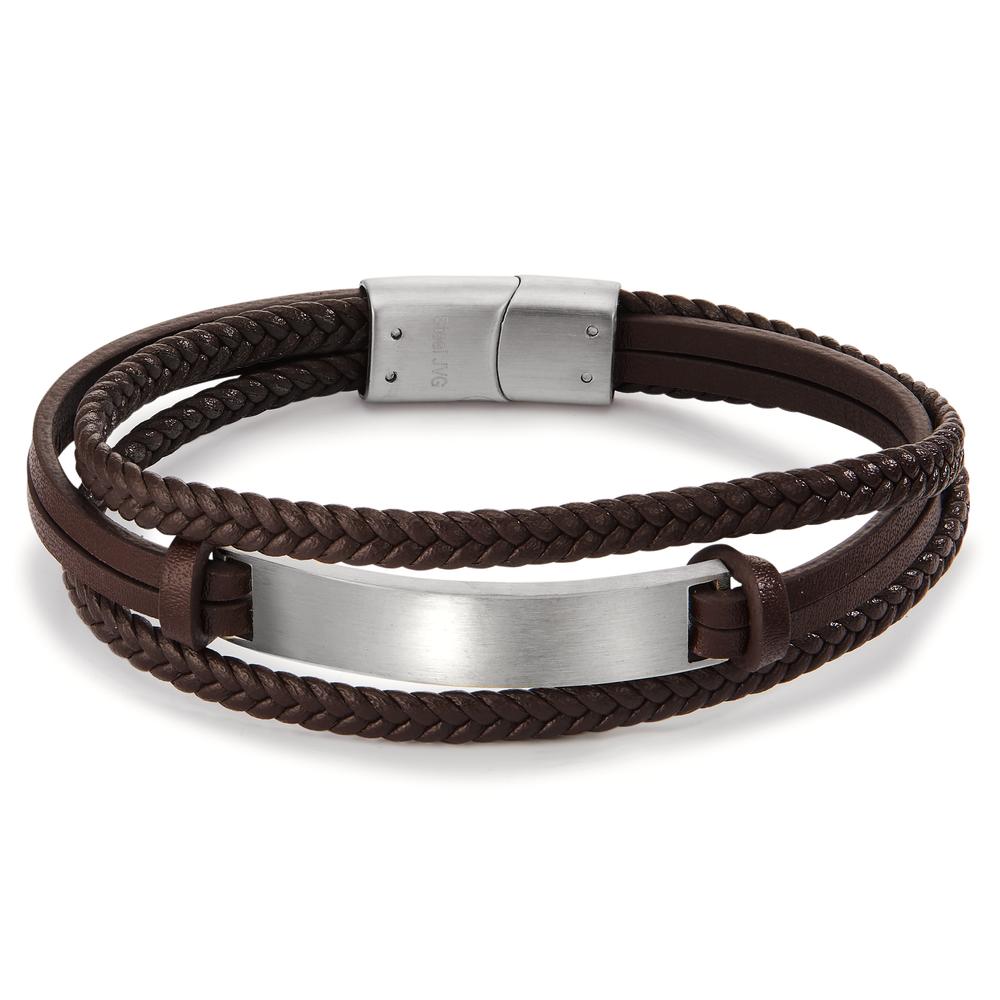 Engravable bracelet Stainless steel, Artificial leather 21 cm