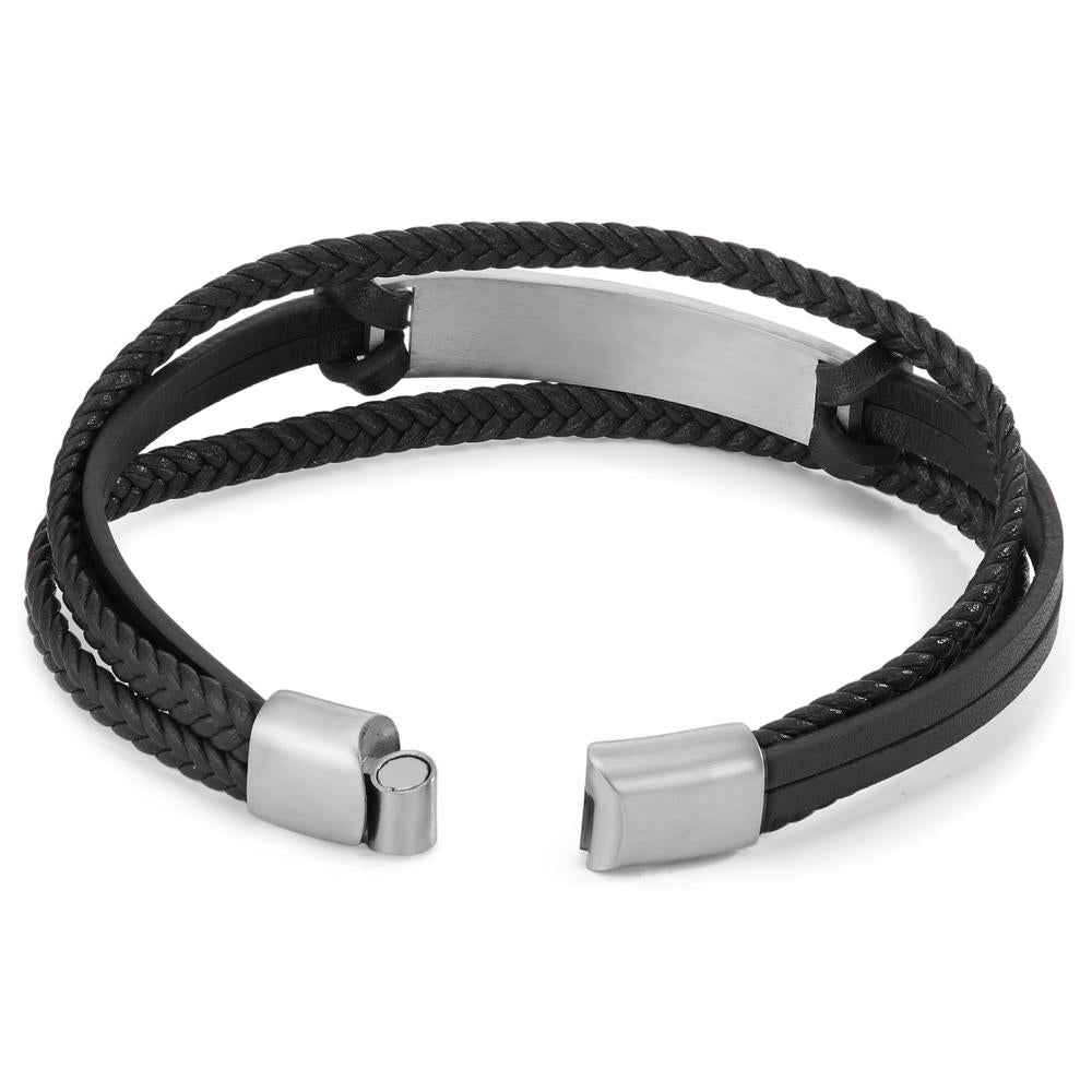 Engravable bracelet Stainless steel, Artificial leather 21 cm