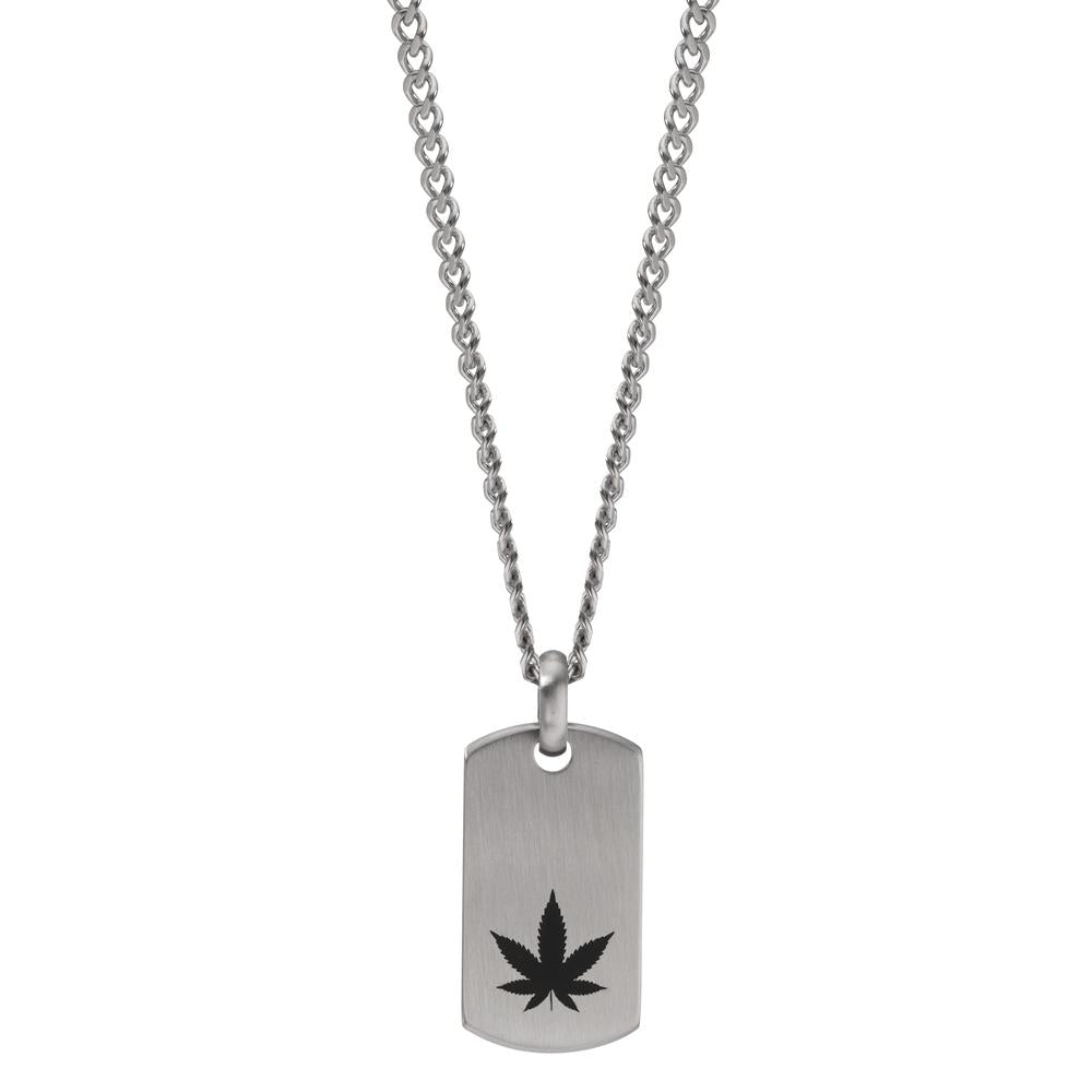 Necklace with pendant Stainless steel Enameled Cannabis 60 cm