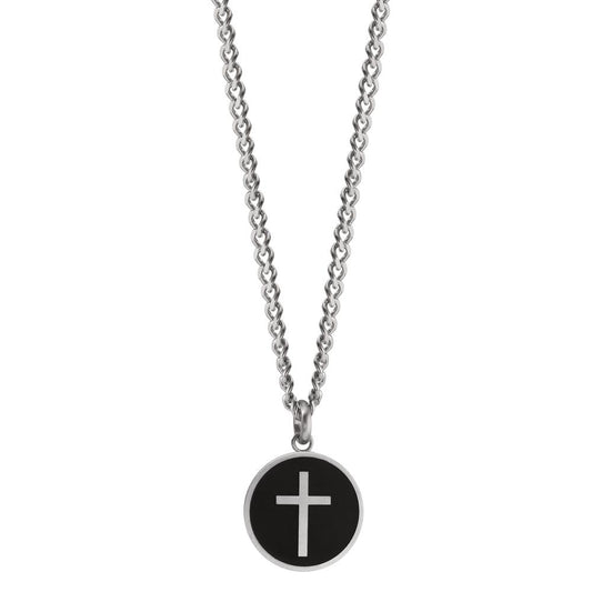 Necklace with pendant Stainless steel Enameled Cross 60 cm