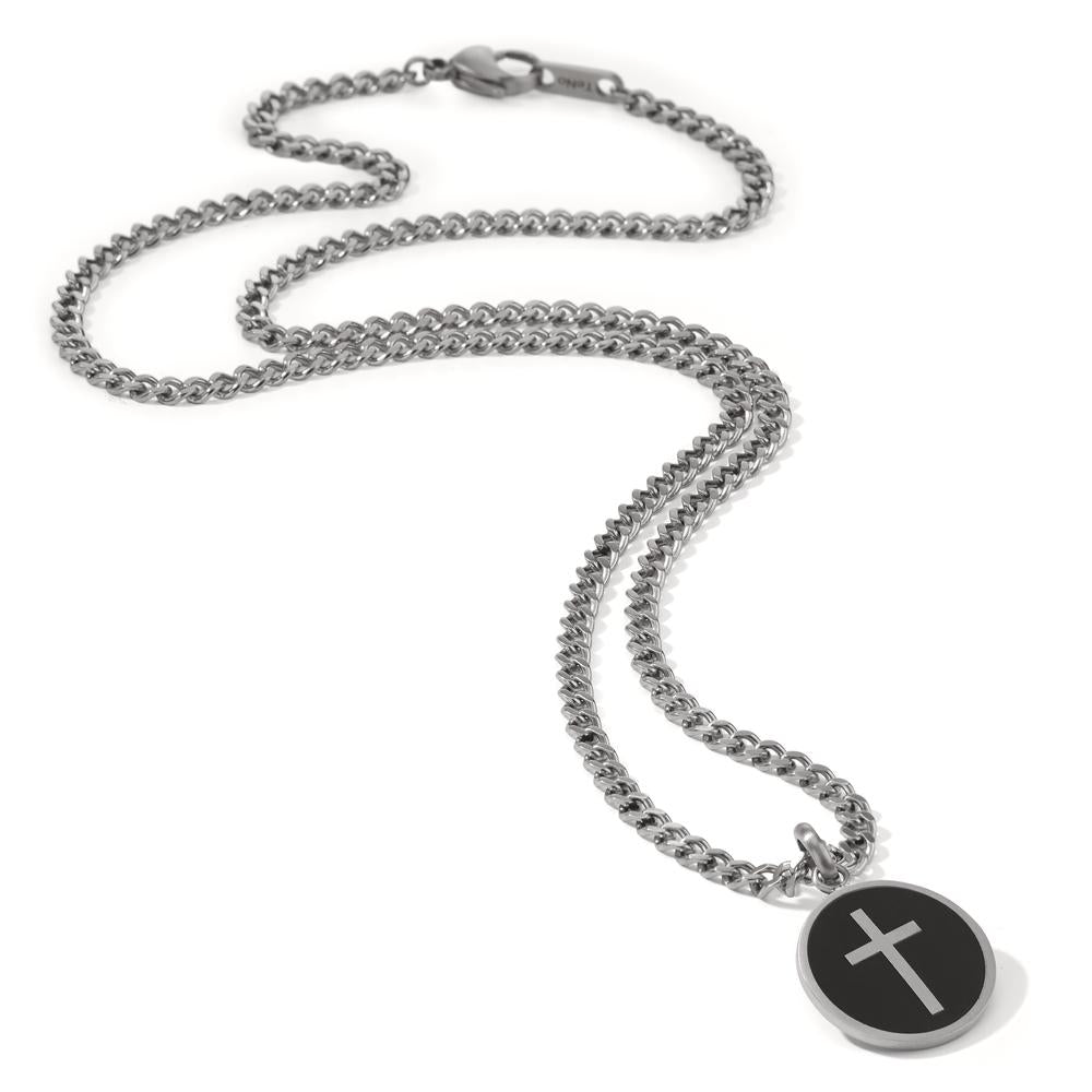 Necklace with pendant Stainless steel Enameled Cross 60 cm