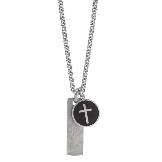 Necklace with pendant Stainless steel Enameled Cross 60 cm