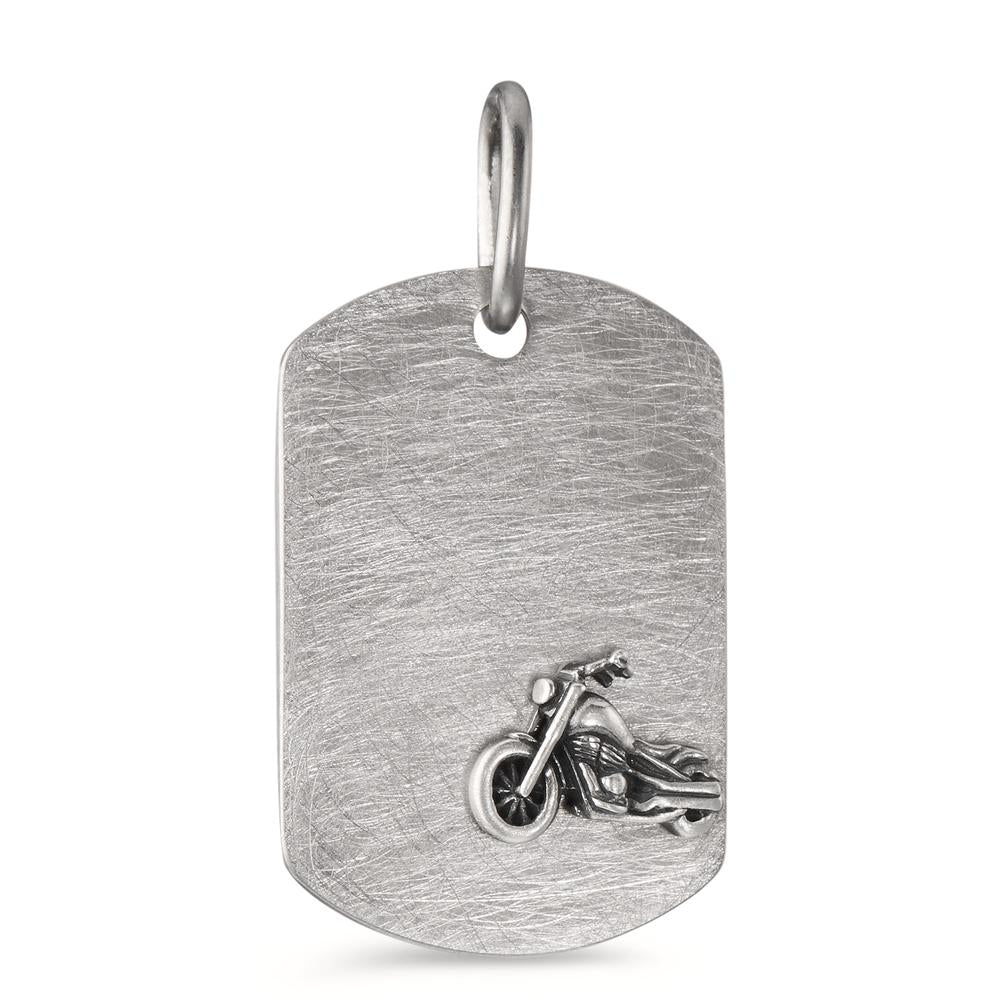 Engravable pendant Stainless steel, Silver Motorcycle