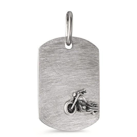 Engravable pendant Stainless steel, Silver Motorcycle