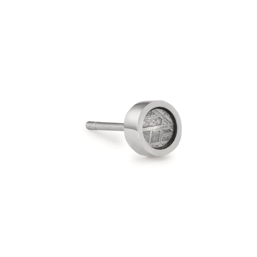 Single stud earring Stainless steel, Meteorite Ø6 mm