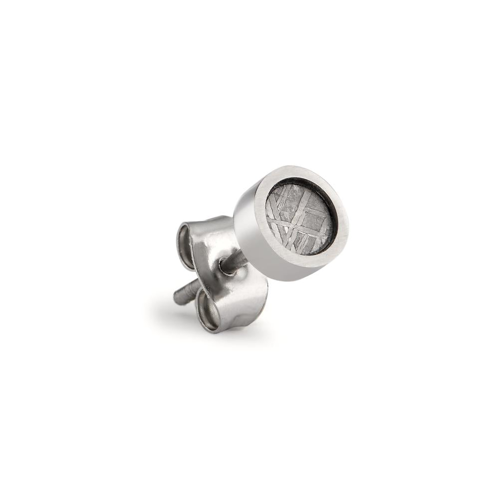 Single stud earring Stainless steel, Meteorite Ø6 mm