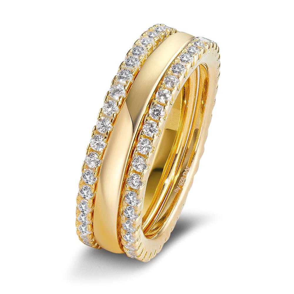 Memory ring Silver Zirconia Yellow Gold plated