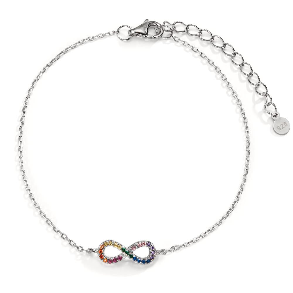 Bracelet Silver Zirconia Colorful Rhodium plated Infinity 16-20 cm