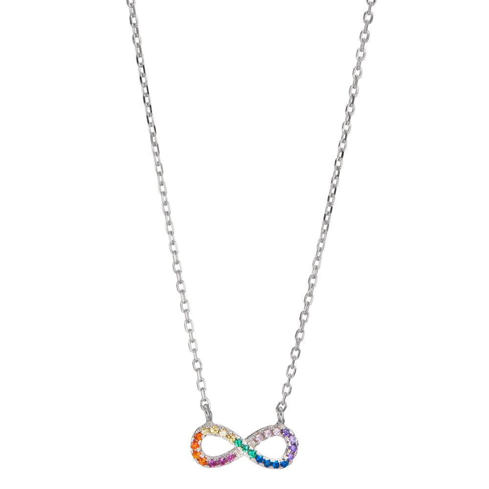 Necklace Silver Zirconia Colorful Rhodium plated Infinity 42-45 cm