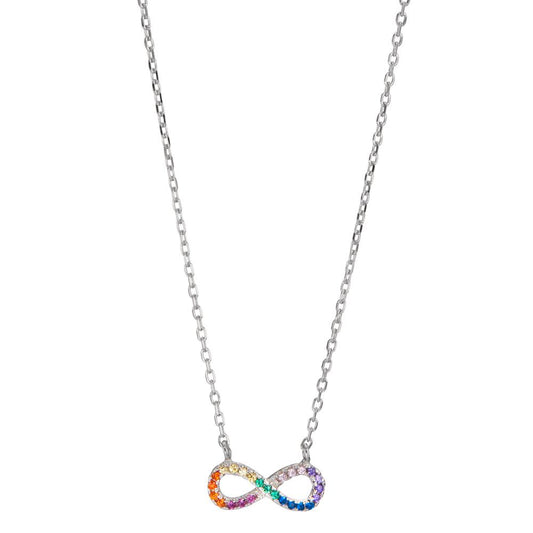 Necklace Silver Zirconia Colorful Rhodium plated Infinity 42-45 cm