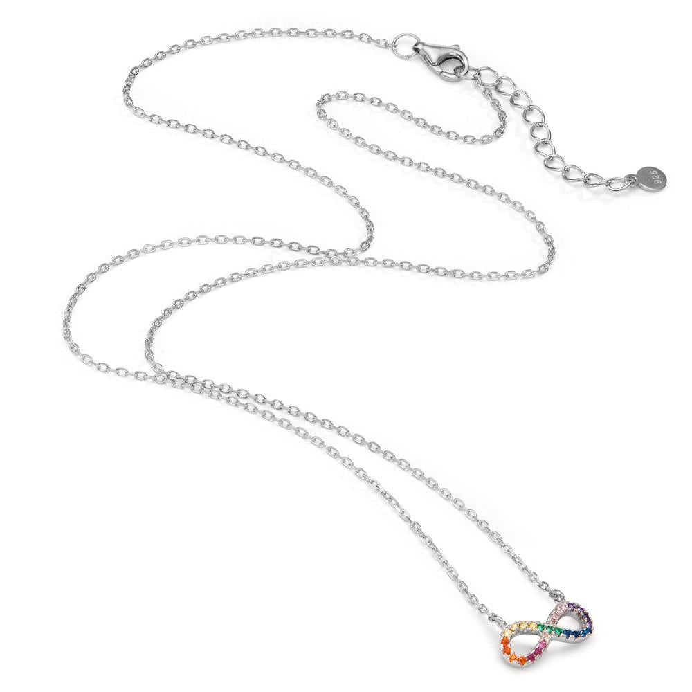 Necklace Silver Zirconia Colorful Rhodium plated Infinity 42-45 cm