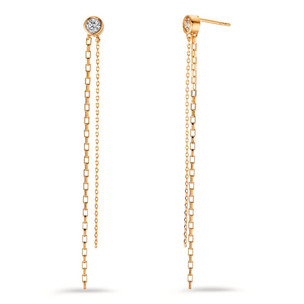 Drop Earrings Bronze Zirconia 2 Stones Gold plated