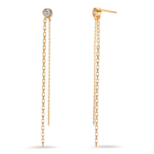 Drop Earrings Bronze Zirconia 2 Stones Gold plated