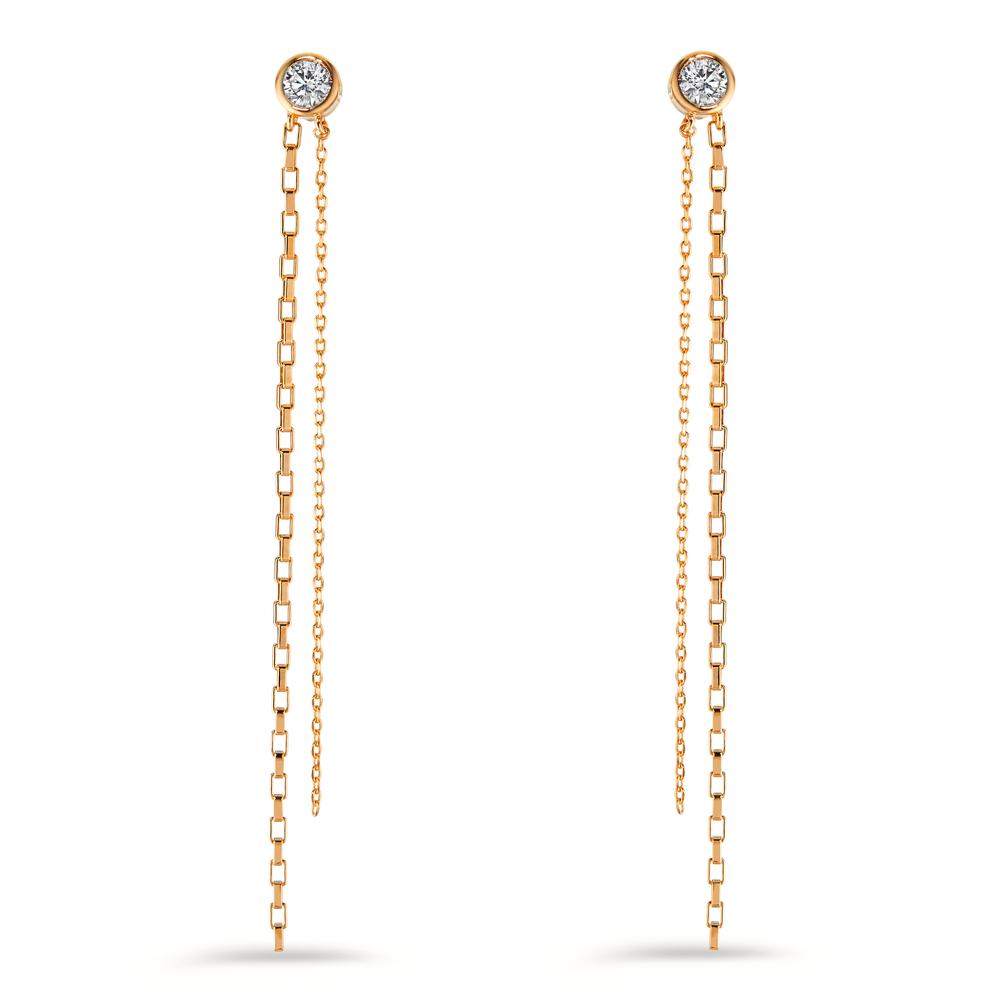 Drop Earrings Bronze Zirconia 2 Stones Gold plated