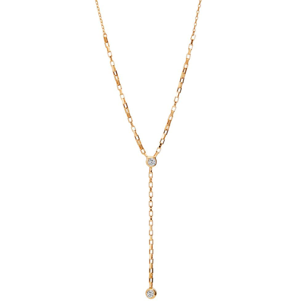 Necklace Bronze Zirconia 2 Stones Gold plated 40-45 cm