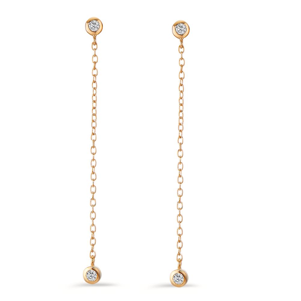 Drop Earrings Bronze Zirconia 4 Stones Gold plated