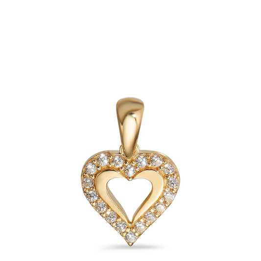 Pendant 9k Yellow Gold Zirconia Heart Ø9 mm