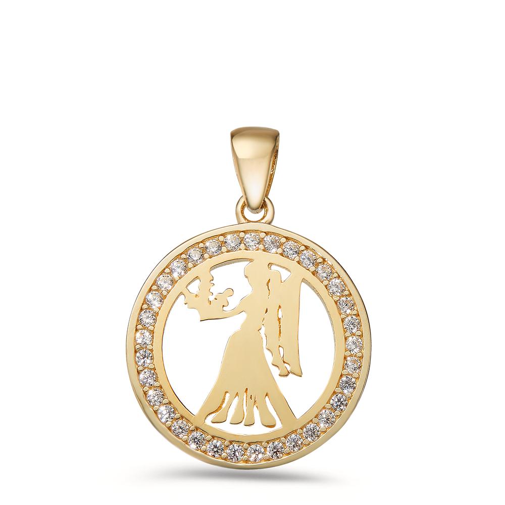 Pendant 9k Yellow Gold Zirconia Zodiac Sign Virgo Ø16.5 mm