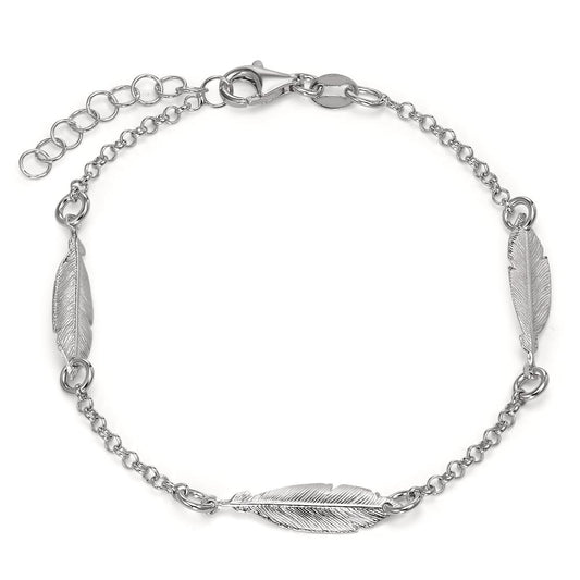 Bracelet Silver Rhodium plated Feather 17-19 cm