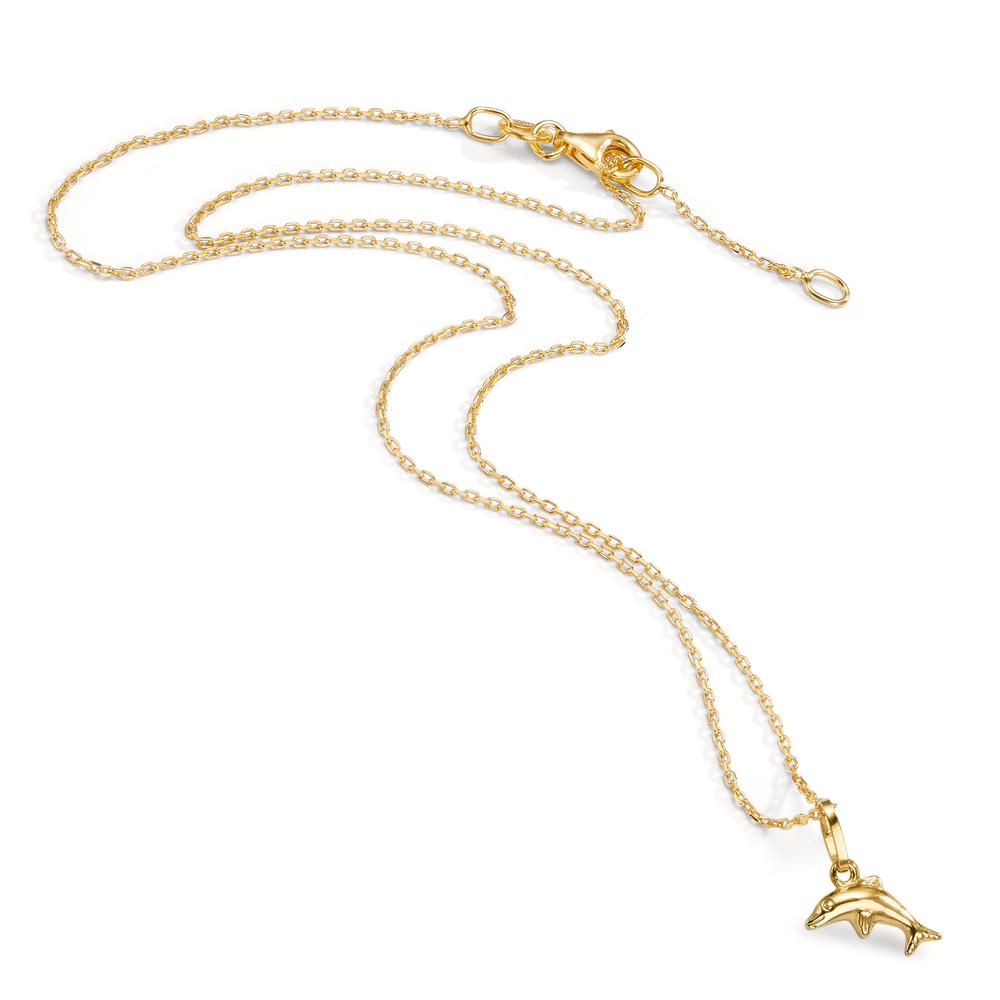 Chain necklace with pendant Silver Yellow Gold plated Dolphin 36-38 cm