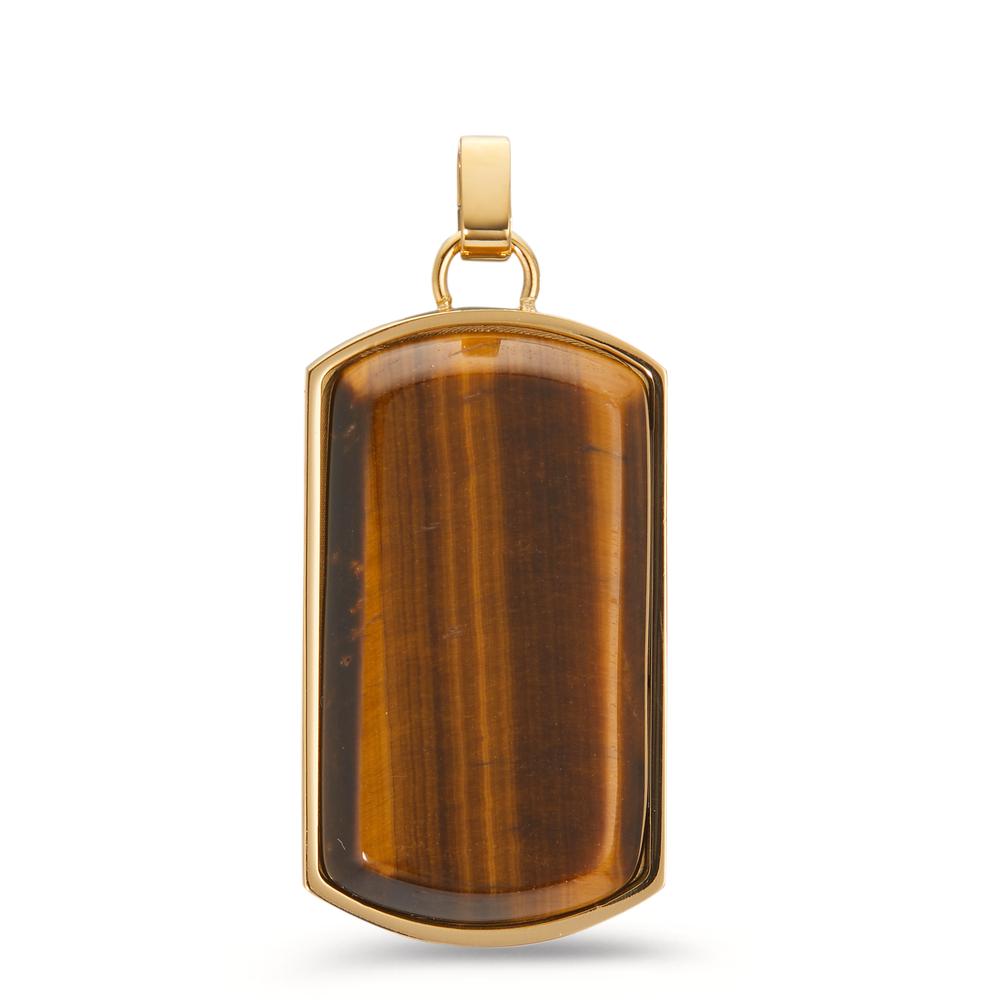 Pendant Stainless steel Tiger Eye Yellow IP coated